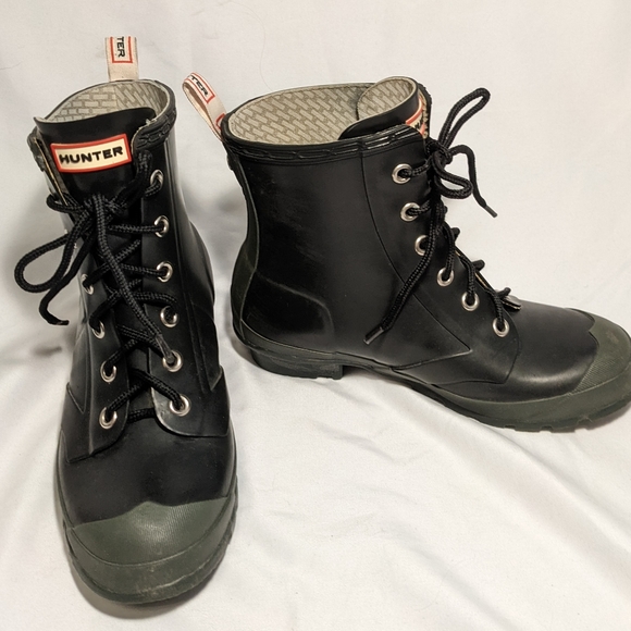 Blue & Green Hunter Brixton Combat Ankle Boot, Sz 6 - Picture 3 of 5